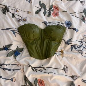 Fashion Nova Olive Green Leather Corset